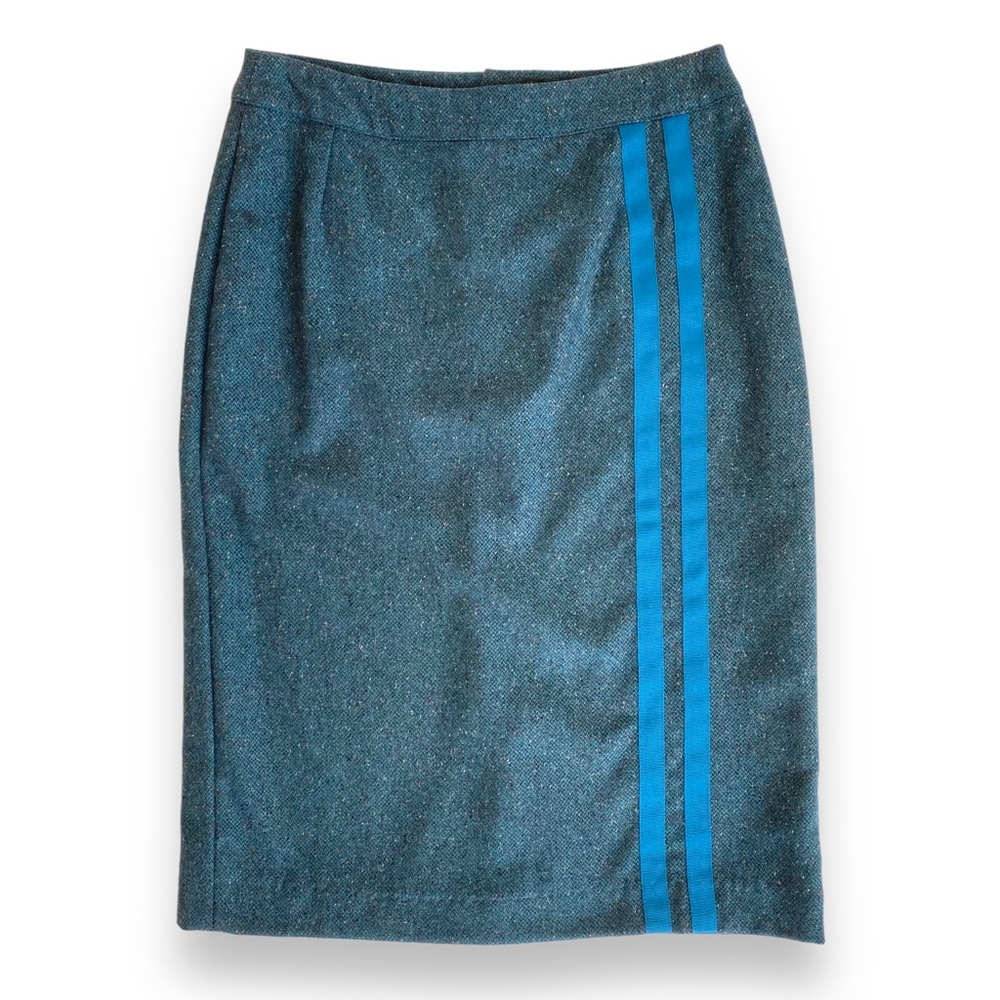 Dust by Chalkydigits Pencil Slash Skirt Teal Wool Made in NZ Size 10 | US Size 4